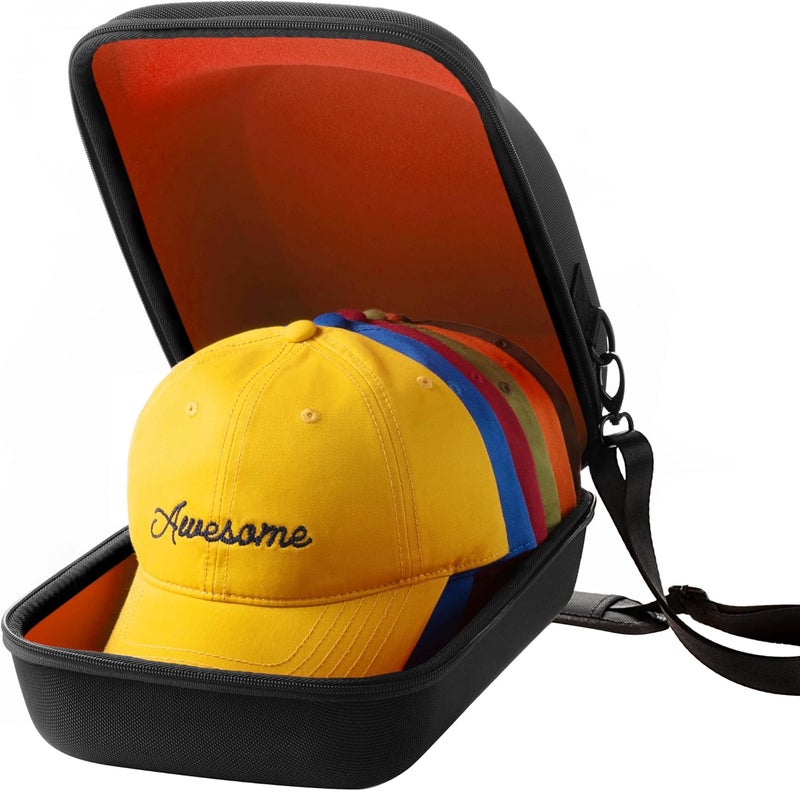 Ozueccr Hard Hat Travel Case – Storage for Baseball Caps with Carrying Handle and Adjustable Shoulder Strap, Hat Organizer Protects up to 6 Hats, for Travel and Home Storage (Inner Orange) - Image 1